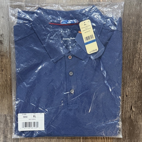 Tommy Bahama Other - Tommy Bahama Deep Space Blue Diamond-Texture Polo
